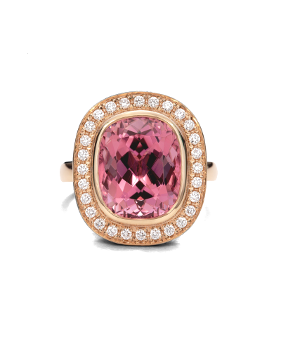 SLAETS Jewellery One-of-a-kind Pink Tourmaline Halo Ring (watches)